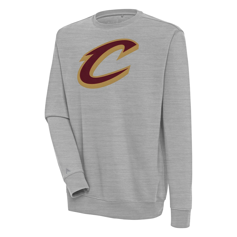 Men's Antigua Heather Gray Cleveland Cavaliers Victory Pullover Sweatshirt