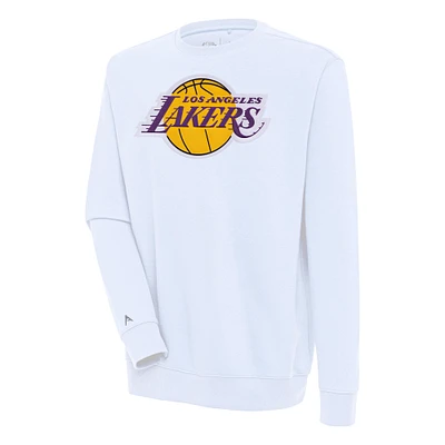 Men's Antigua  White Los Angeles Lakers Victory Pullover Sweatshirt
