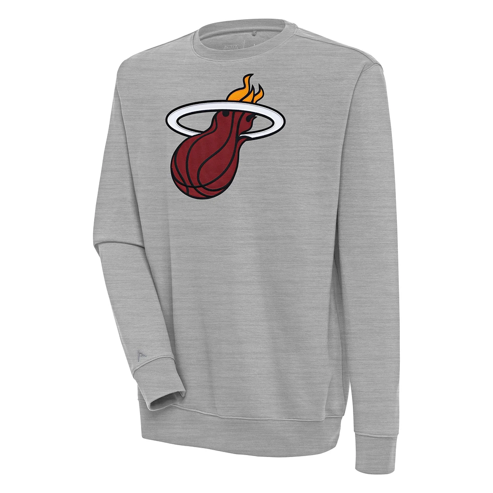 Men's Antigua Heather Gray Miami Heat Victory Pullover Sweatshirt
