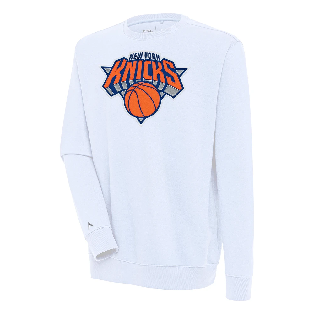 Men's Antigua White New York Knicks Victory Pullover Sweatshirt