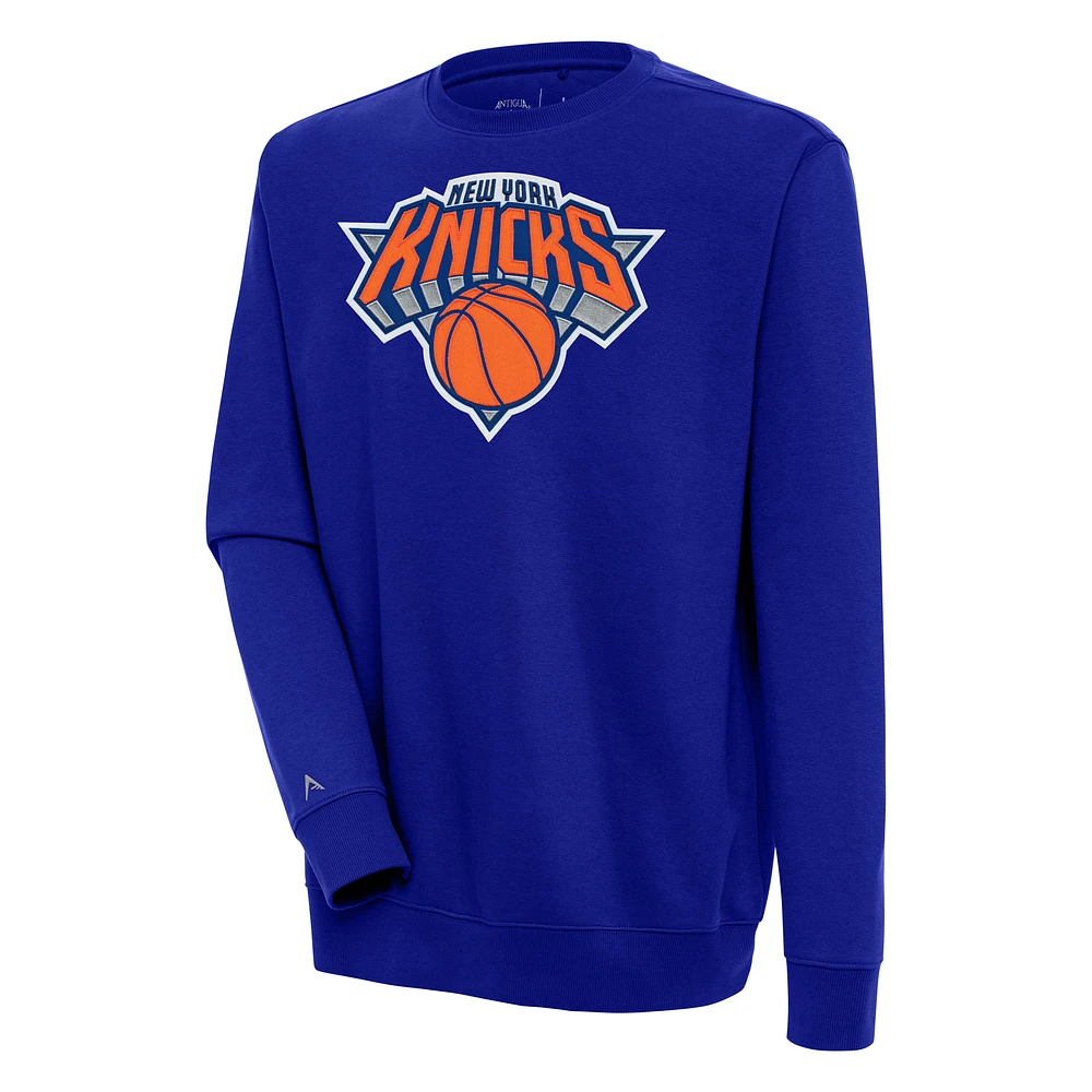Men's Antigua Blue New York Knicks Victory Pullover Sweatshirt
