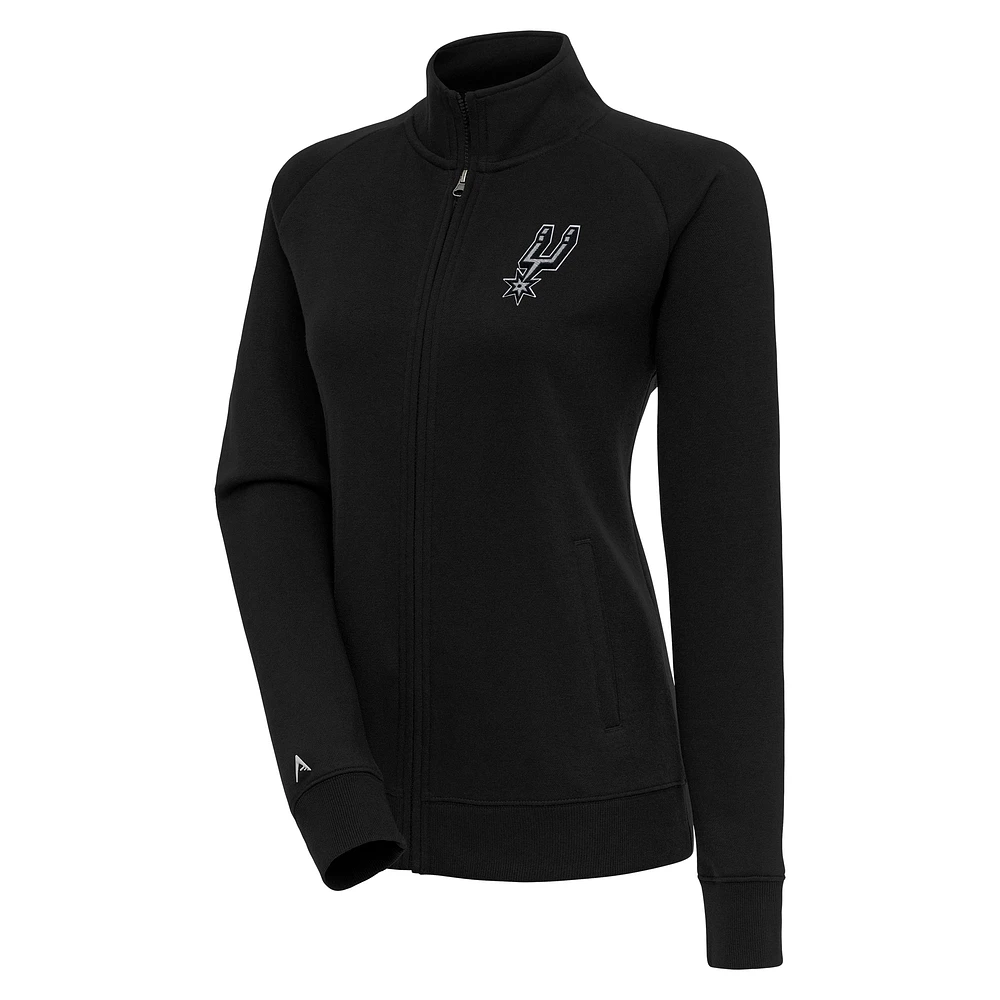 Women's Antigua Black San Antonio Spurs Victory Full-Zip Jacket