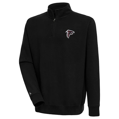 Men's Antigua Black Atlanta Falcons Victory Quarter-Zip Pullover Top
