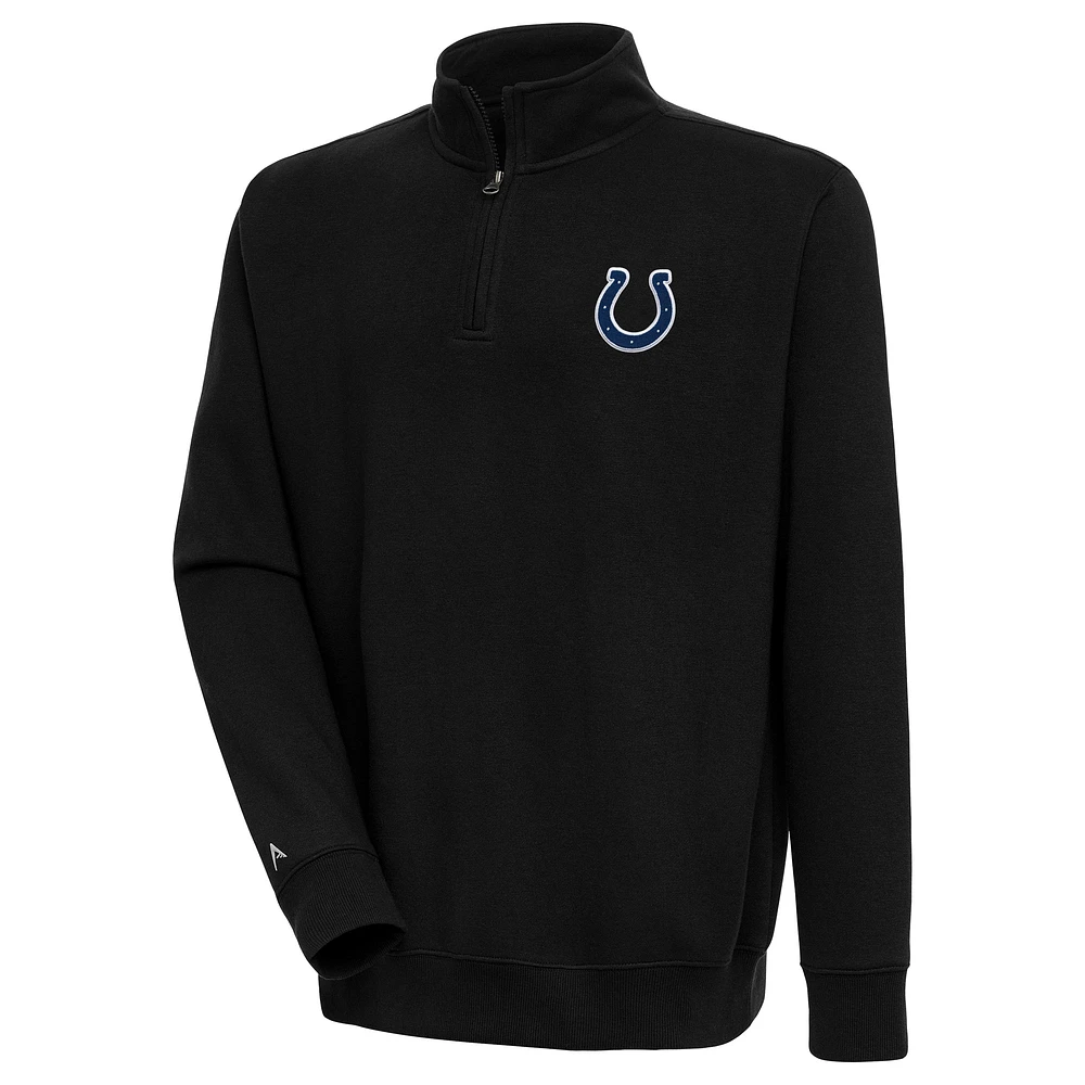 Men's Antigua Black Indianapolis Colts Victory Quarter-Zip Pullover Top