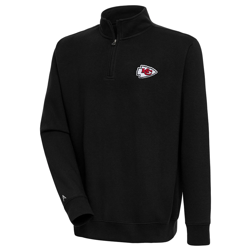 Men's Antigua Black Kansas City Chiefs Victory Quarter-Zip Pullover Top