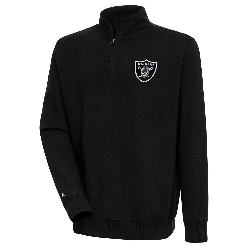 Men's Antigua Black Las Vegas Raiders Victory Quarter-Zip Pullover Top