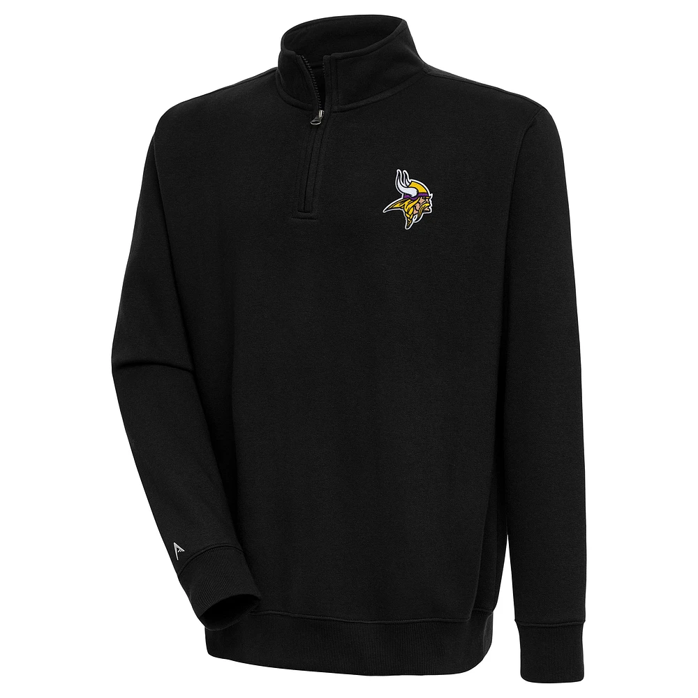 Men's Antigua Black Minnesota Vikings Victory Quarter-Zip Pullover Top