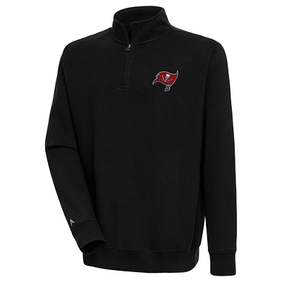 Men's Antigua Black Tampa Bay Buccaneers Victory Quarter-Zip Pullover Top