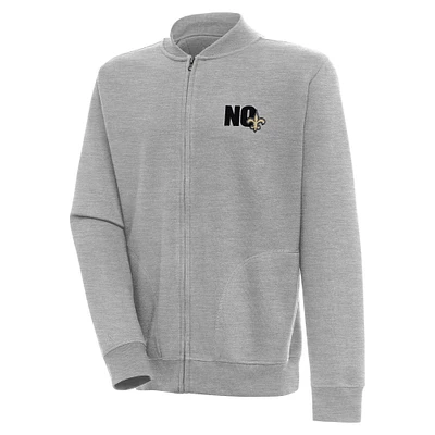 Men's Antigua  Heather Gray New Orleans Saints Victory Full-Zip Jacket
