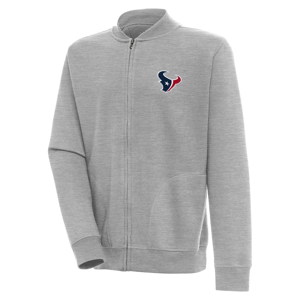 Men's Antigua Heather Gray Houston Texans Victory Full-Zip Jacket