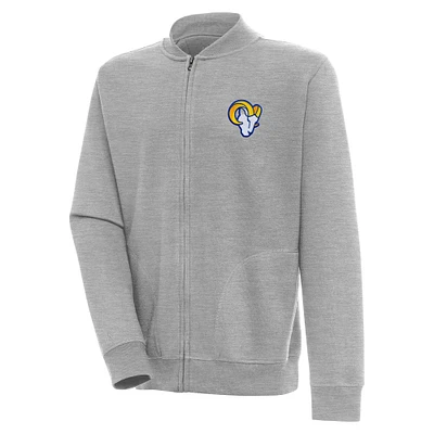 Men's Antigua Heather Gray Los Angeles Rams Victory Full-Zip Jacket
