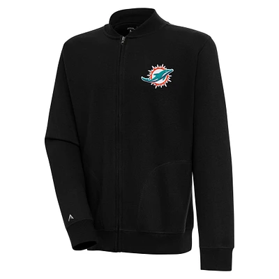 Men's Antigua Black Miami Dolphins Victory Full-Zip Jacket