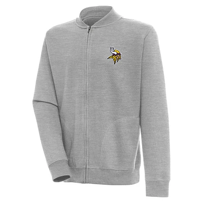 Men's Antigua Heather Gray Minnesota Vikings Victory Full-Zip Jacket