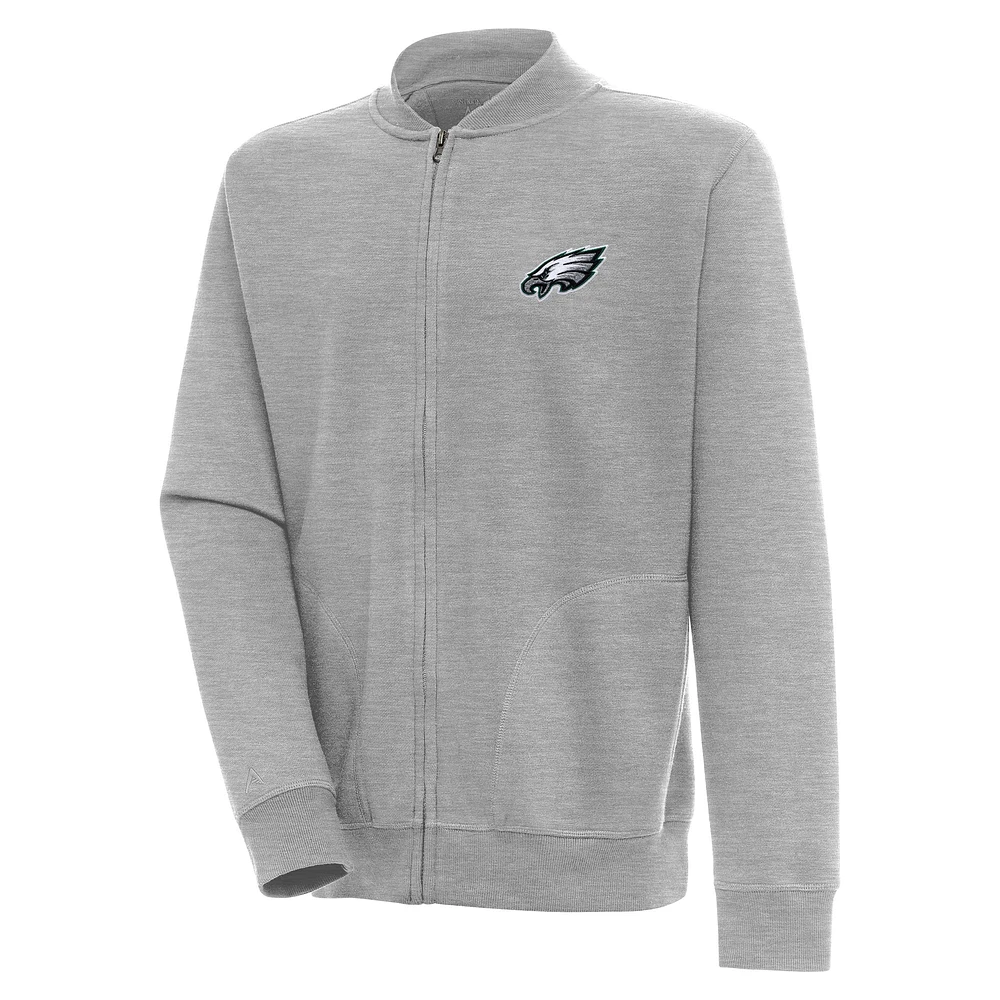 Men's Antigua Heather Gray Philadelphia Eagles Victory Full-Zip Jacket
