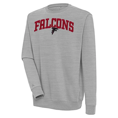 Men's Antigua Heather Gray Atlanta Falcons Victory Chenille Pullover Sweatshirt