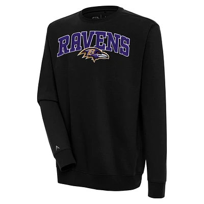 Men's Antigua Black Baltimore Ravens Victory Chenille Pullover Sweatshirt