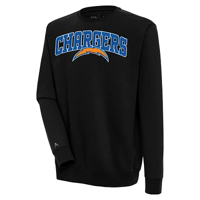 Men's Antigua Black Los Angeles Chargers Victory Chenille Pullover Sweatshirt