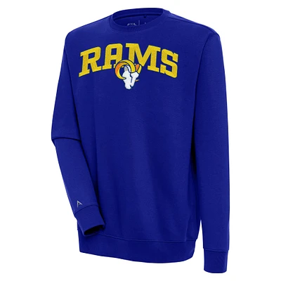 Men's Antigua Royal Los Angeles Rams Victory Chenille Pullover Sweatshirt