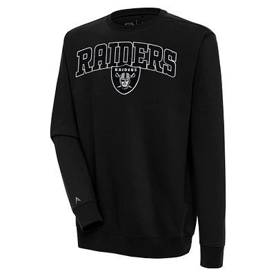 Men's Antigua Black Las Vegas Raiders Victory Chenille Pullover Sweatshirt