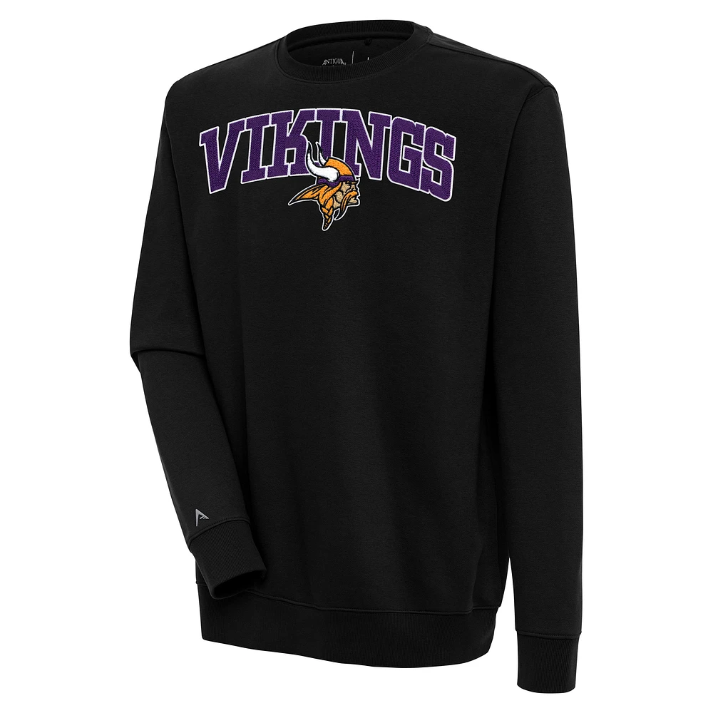 Men's Antigua Black Minnesota Vikings Victory Chenille Pullover Sweatshirt