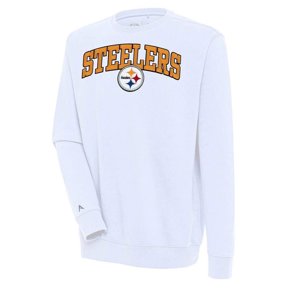 Men's Antigua Pittsburgh Steelers Victory Chenille Pullover Sweatshirt