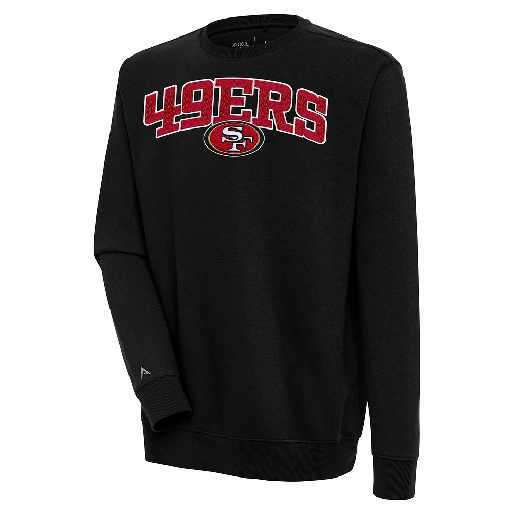 Men's Antigua Black San Francisco 49ers Victory Chenille Pullover Sweatshirt
