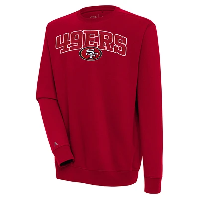 Men's Antigua Scarlet San Francisco 49ers Victory Chenille Pullover Sweatshirt