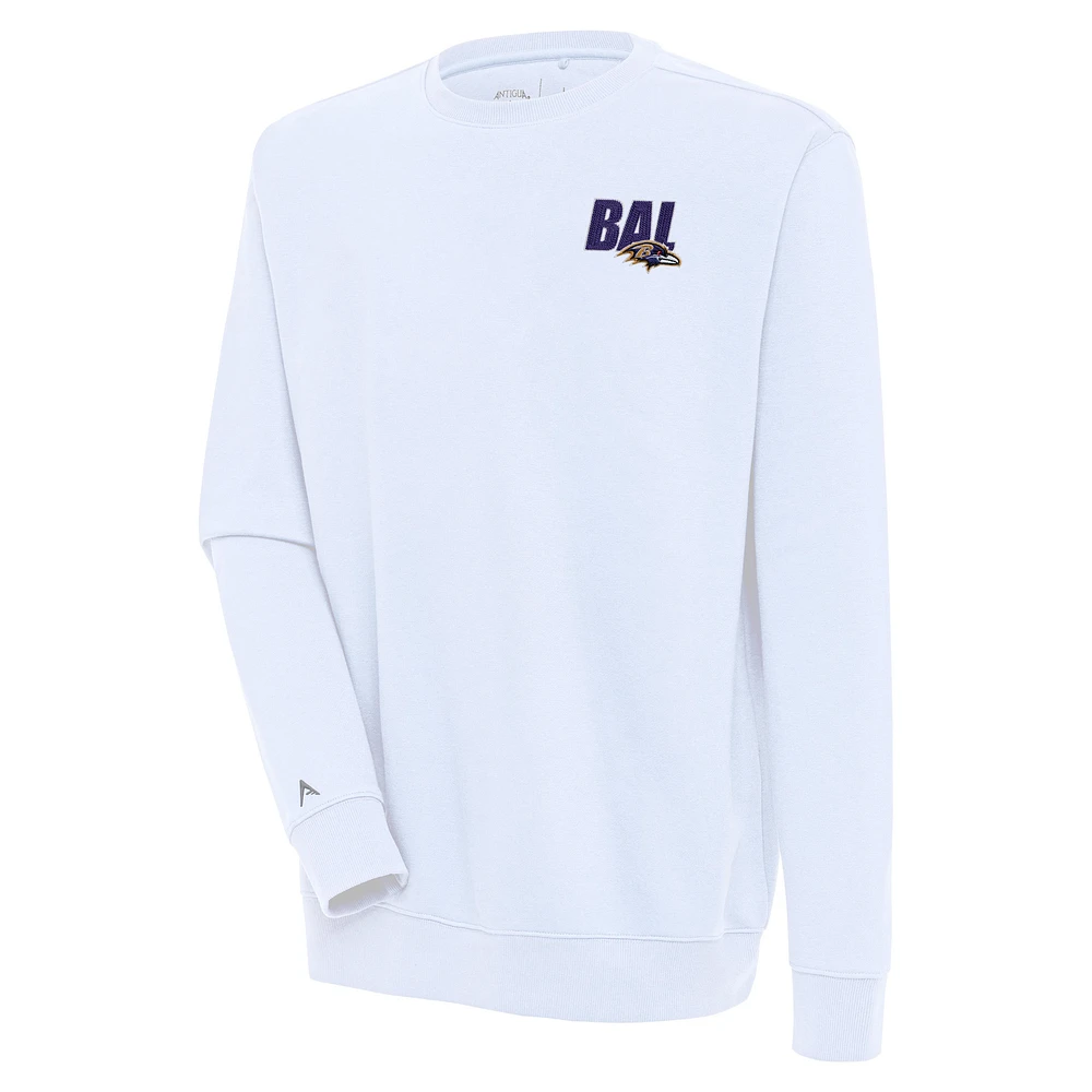 Men's Antigua White Baltimore Ravens Victory Pullover Sweatshirt