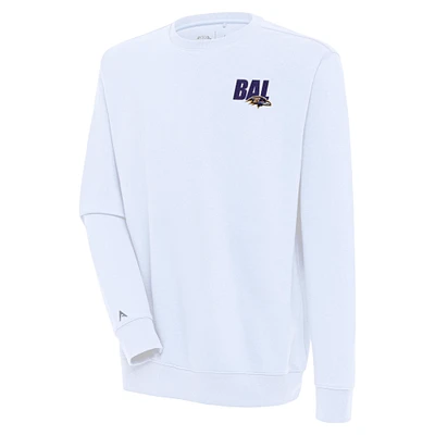 Men's Antigua White Baltimore Ravens Victory Pullover Sweatshirt