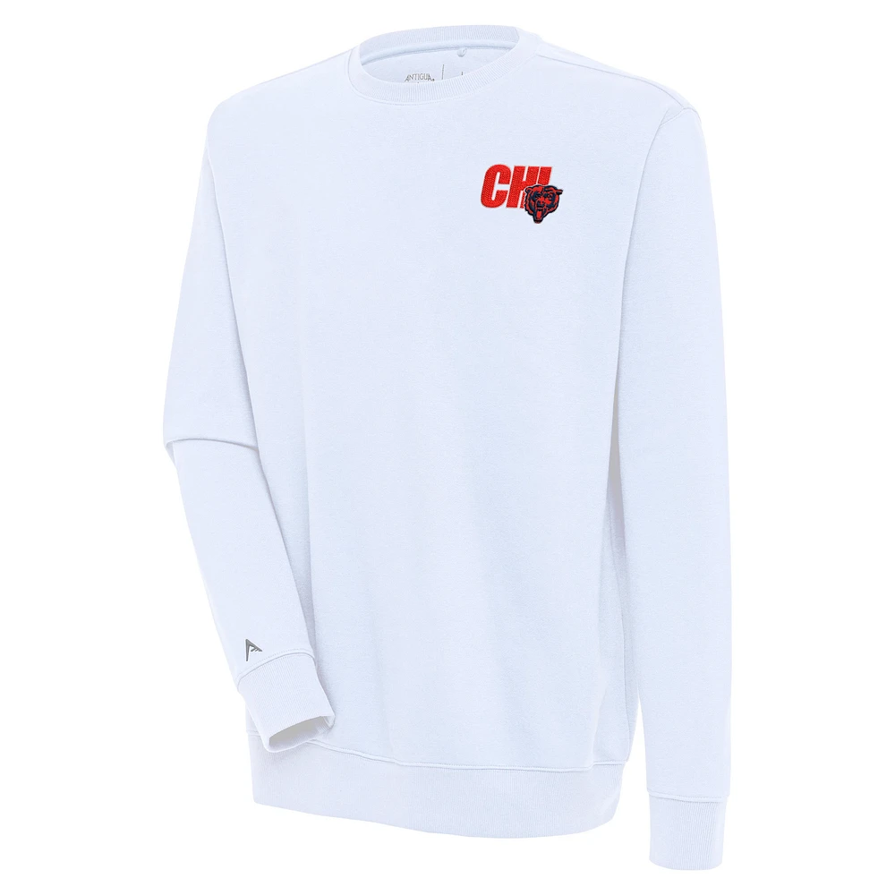 Men's Antigua White Chicago Bears Victory Pullover Sweatshirt