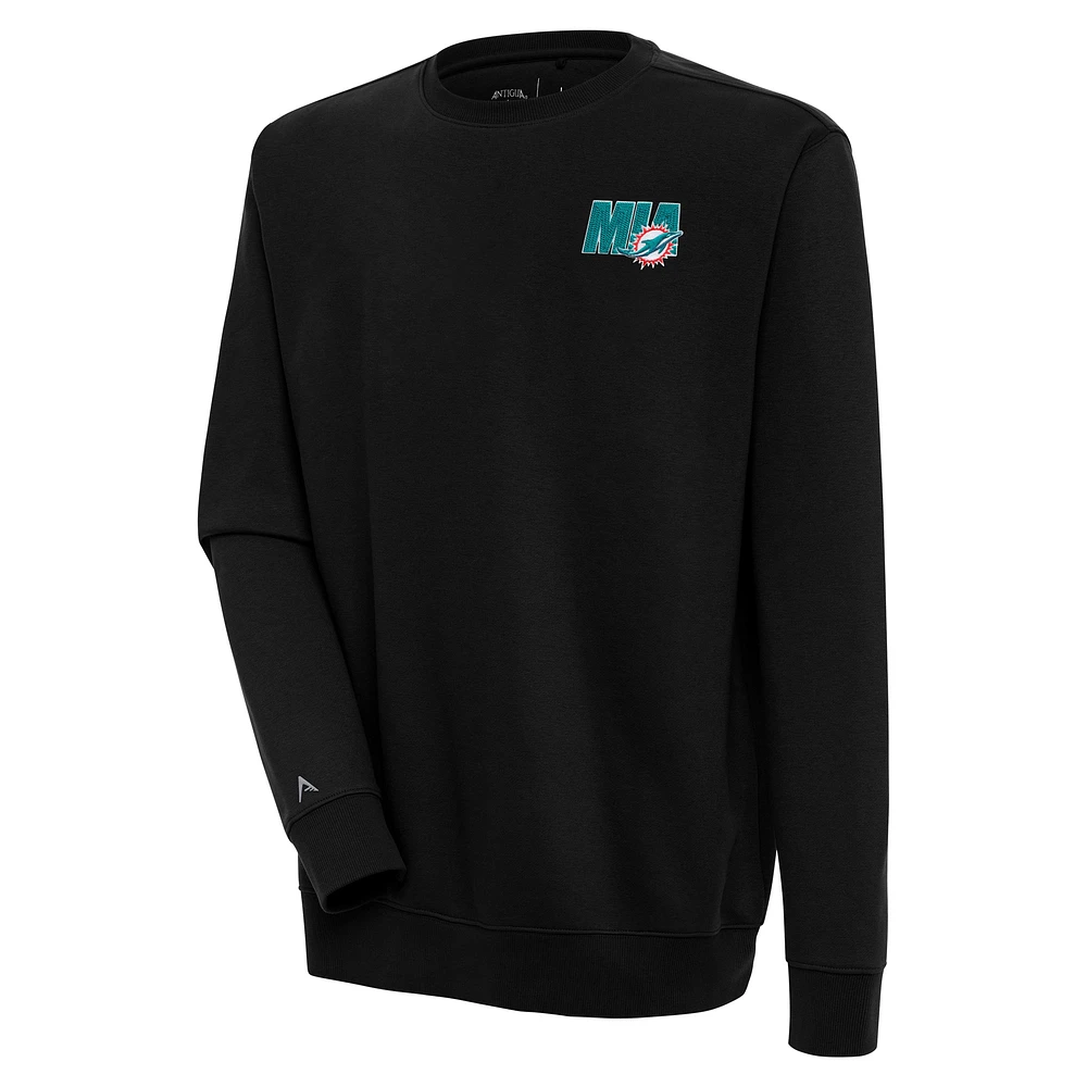 Men's Antigua Black Miami Dolphins Victory Pullover Sweatshirt