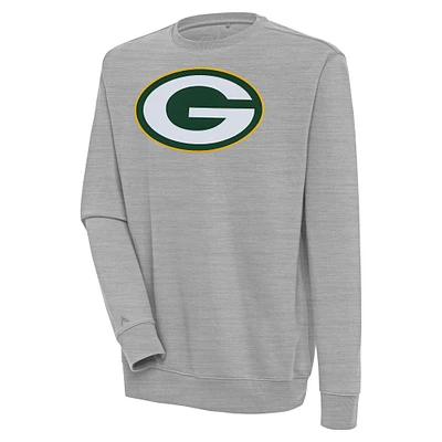 Men's Antigua  Heather Gray Green Bay Packers Victory Pullover Sweatshirt