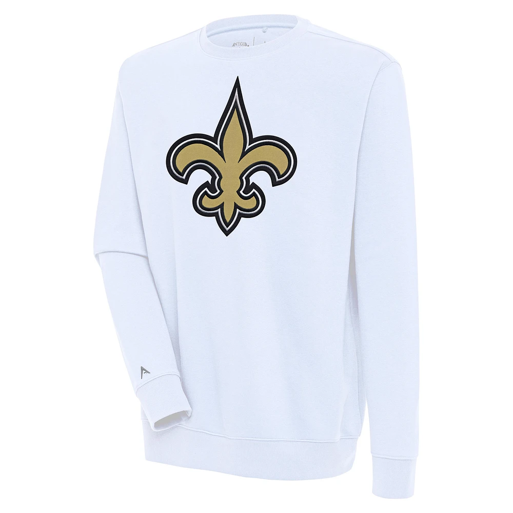 Men's Antigua White New Orleans Saints Victory Pullover Sweatshirt