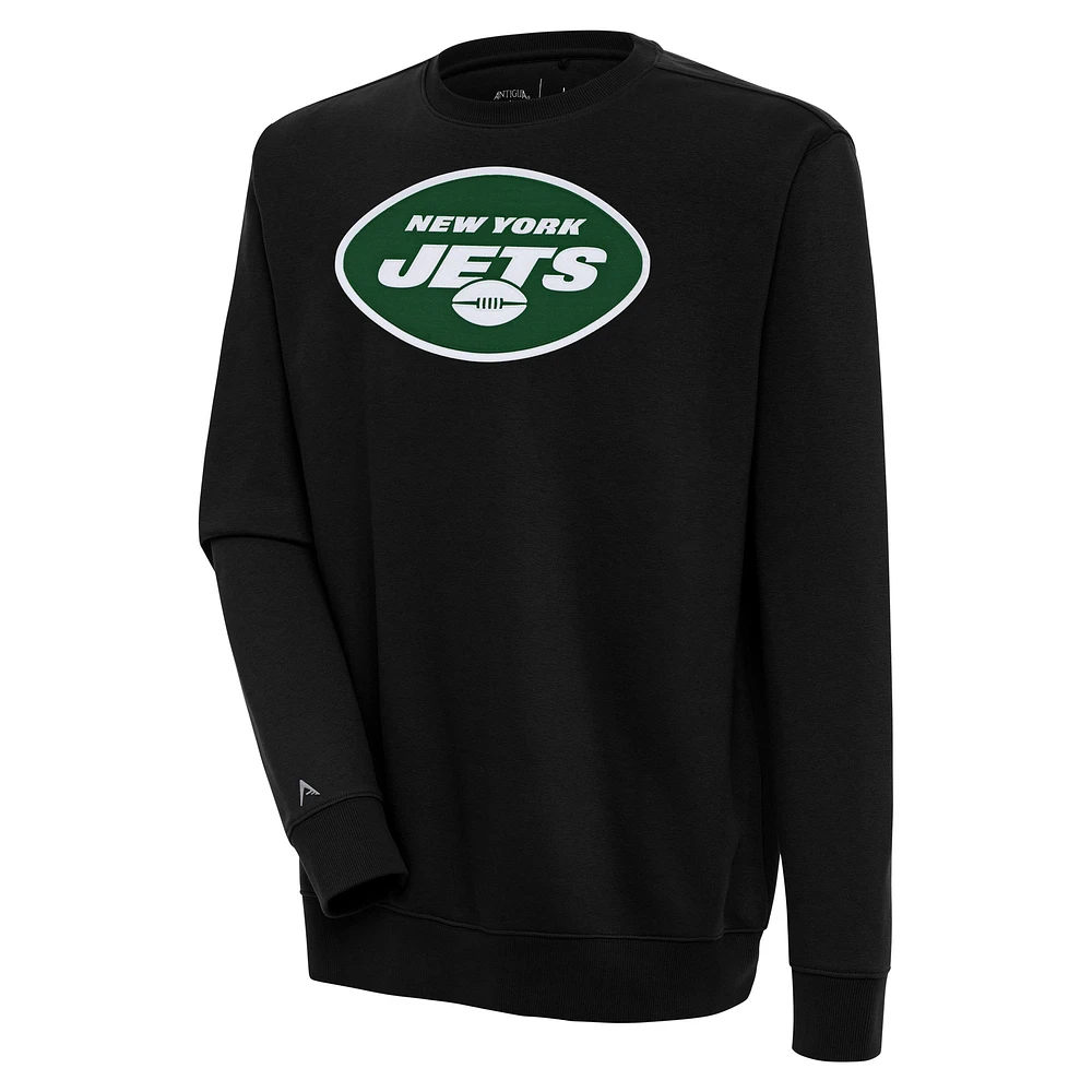 Men's Antigua Black New York Jets Victory Pullover Sweatshirt