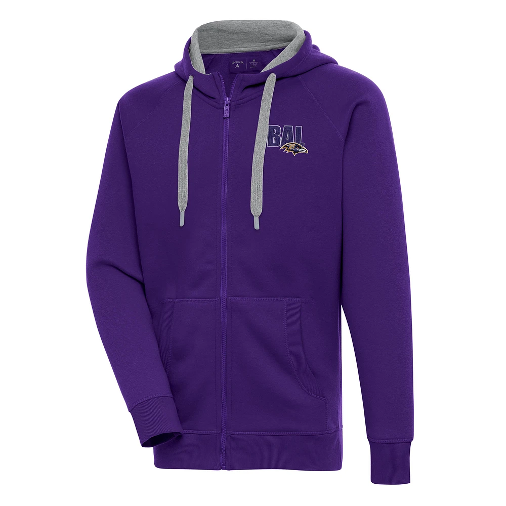 Men's Antigua Purple Baltimore Ravens Victory Full-Zip Hoodie