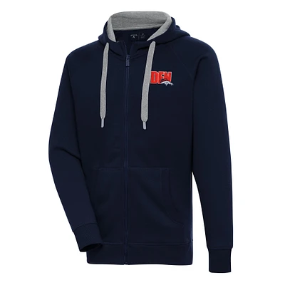 Men's Antigua Navy Denver Broncos Victory Full-Zip Hoodie