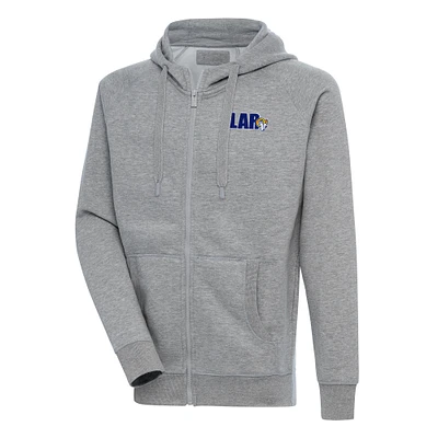 Men's Antigua  Heather Gray Los Angeles Rams Victory Full-Zip Hoodie