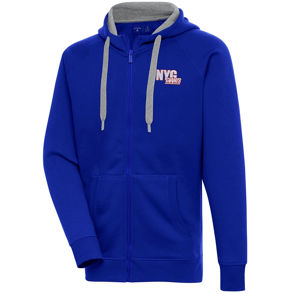 Men's Antigua Royal New York Giants Victory Full-Zip Hoodie
