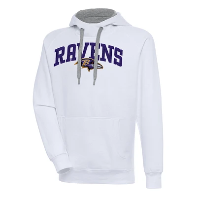 Men's Antigua White Baltimore Ravens Victory Pullover Hoodie