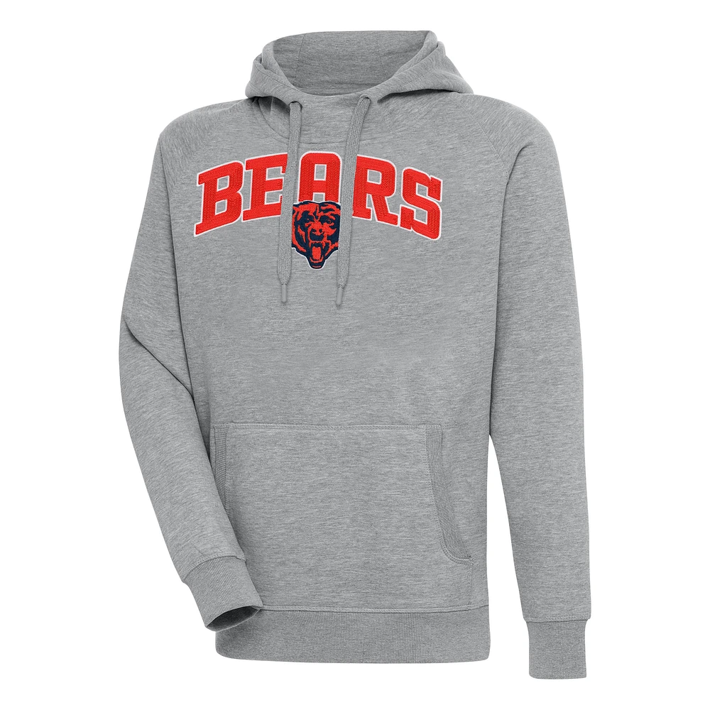 Men's Antigua Heather Gray Chicago Bears Victory Pullover Hoodie