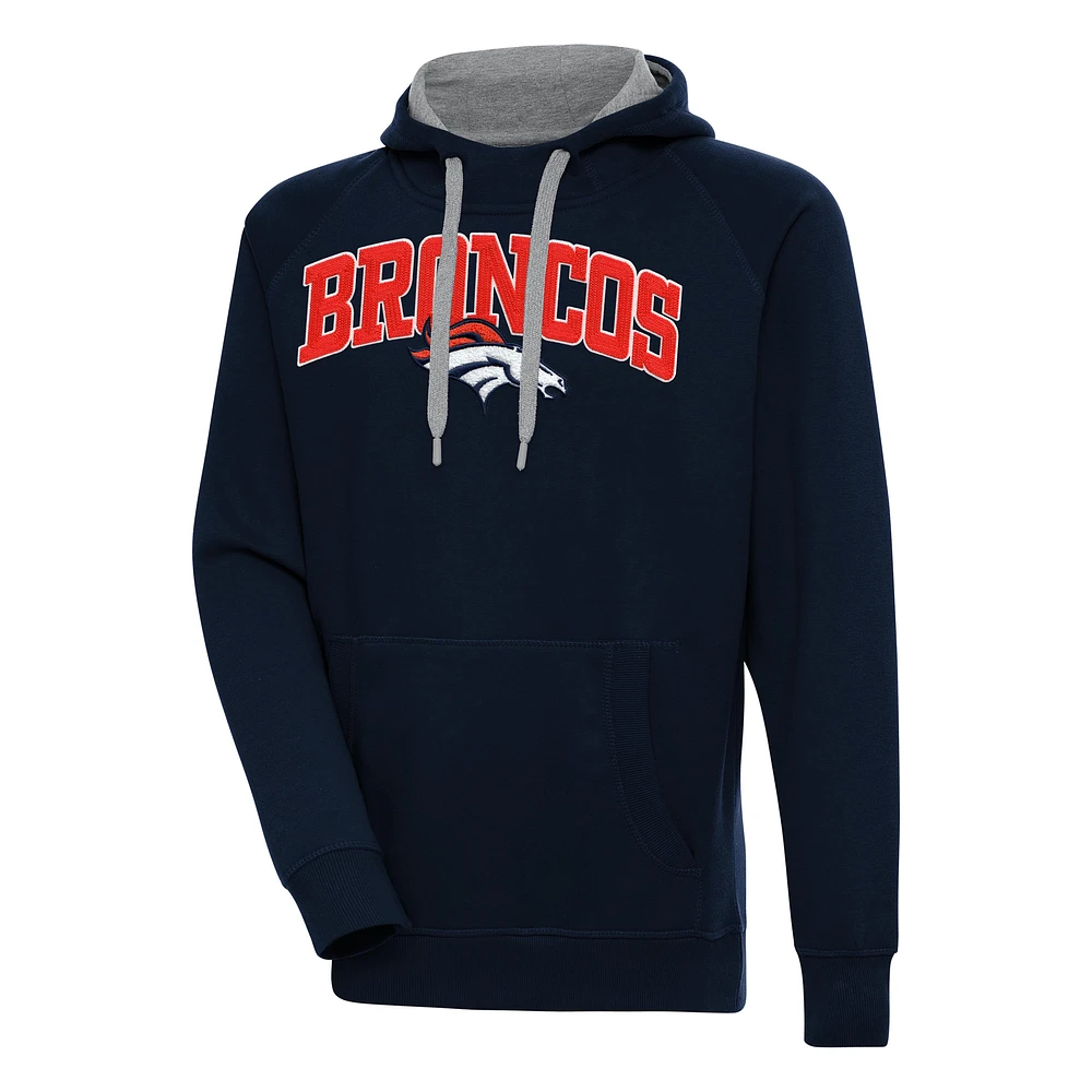 Men's Antigua Navy Denver Broncos Victory Pullover Hoodie