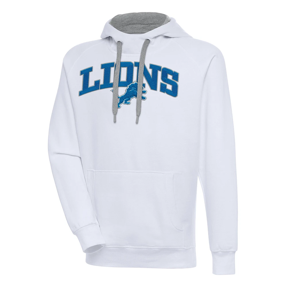 Men's Antigua White Detroit Lions Victory Pullover Hoodie