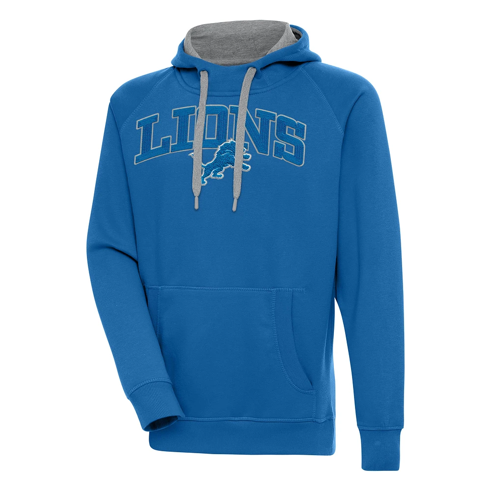 Men's Antigua Blue Detroit Lions Victory Pullover Hoodie