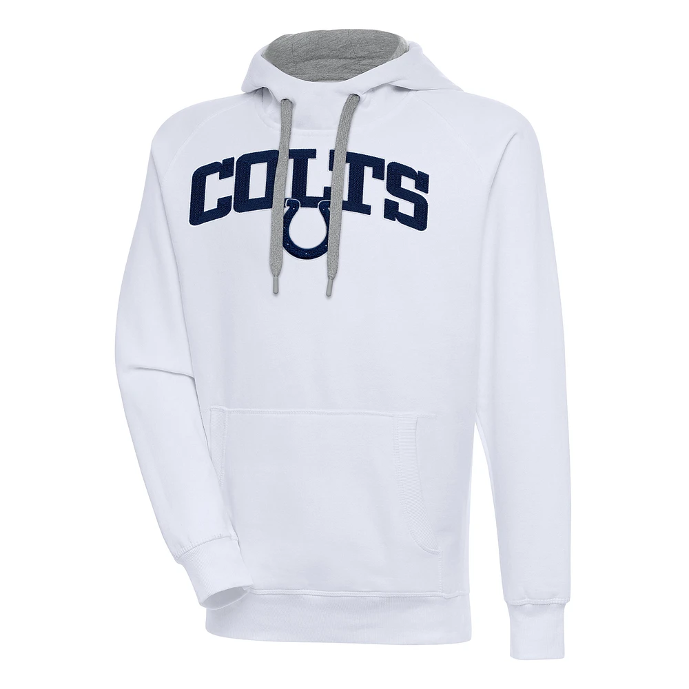 Men's Antigua White Indianapolis Colts Victory Pullover Hoodie
