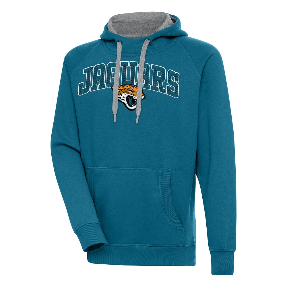 Men's Antigua Teal Jacksonville Jaguars Victory Pullover Hoodie