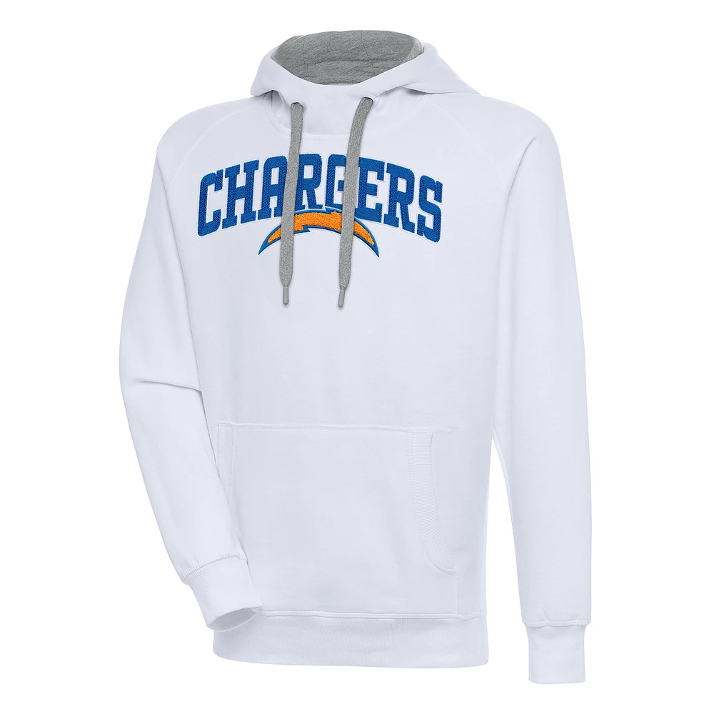 Men's Antigua White Los Angeles Chargers Victory Pullover Hoodie