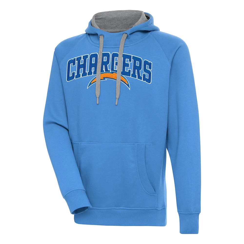 Men's Antigua Powder Blue Los Angeles Chargers Victory Pullover Hoodie