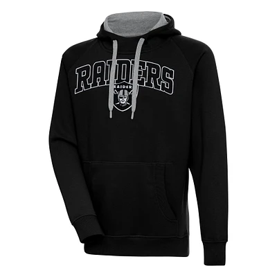 Men's Antigua Black Las Vegas Raiders Victory Pullover Hoodie