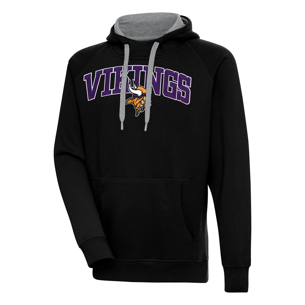 Men's Antigua Black Minnesota Vikings Victory Pullover Hoodie
