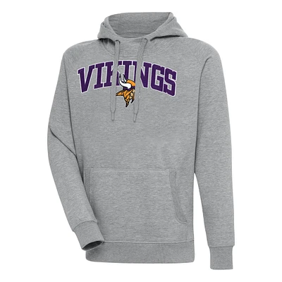 Men's Antigua Heather Gray Minnesota Vikings Victory Pullover Hoodie